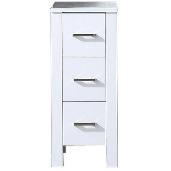 Lexora Home Volez 12" Phoenix Stone Top Side Cabinet in White