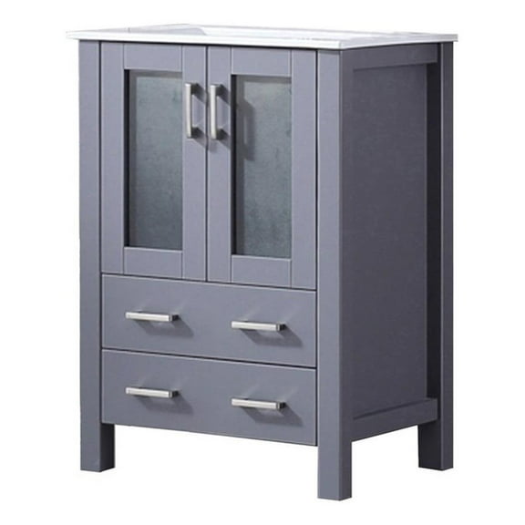 Volez 24 in W x 18.25 in D Dark Grey Bath Vanity and White Ceramic Top