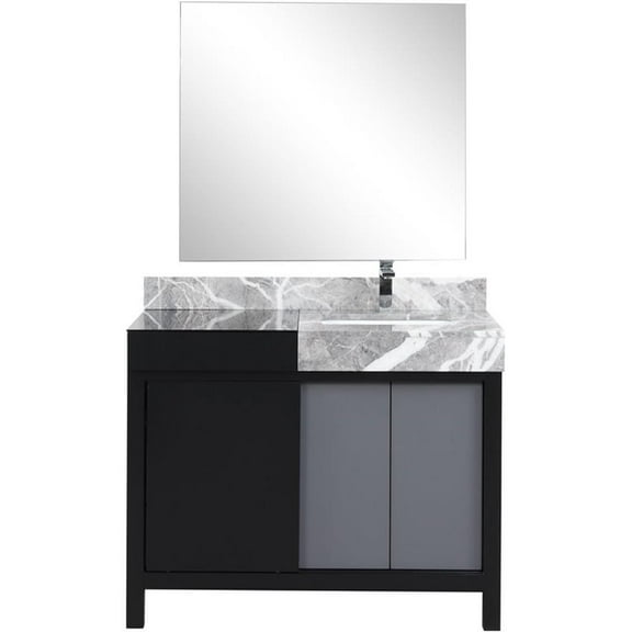 Lexora Home Zilara 42" Single Marble Top Bathroom Vanity with Mirror and Faucet