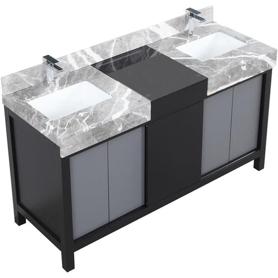 Lexora Home Zilara 60" Double Marble Top Bathroom Vanity with Chrome Faucet