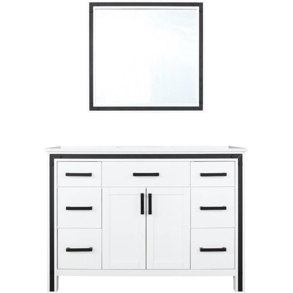 Ziva 48" White Cultured Marble Top Vanity with Mirror