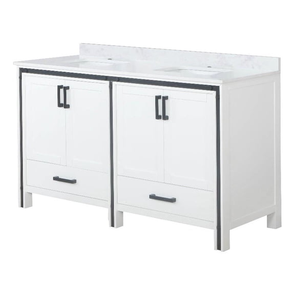 Lexora Home Ziva 60" Cultured Marble Top Double Vanity with Sink in White