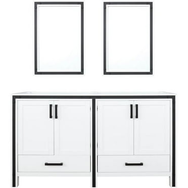 Lexora Home Ziva 60" Double Vanity with Mirrors in White