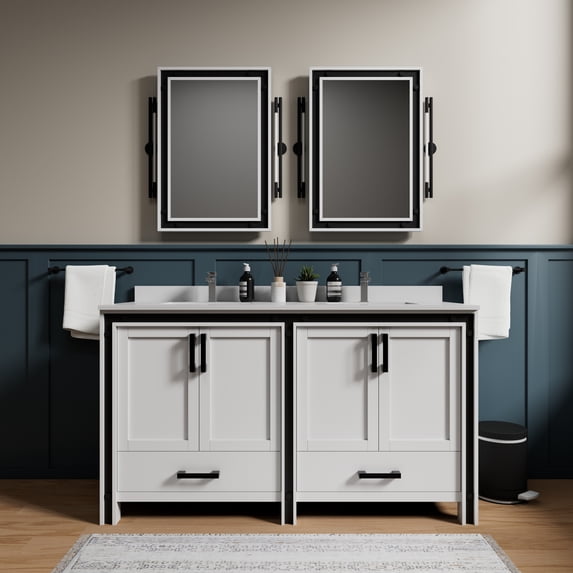 Lexora Home Ziva 60" Vanity Cabinet in White