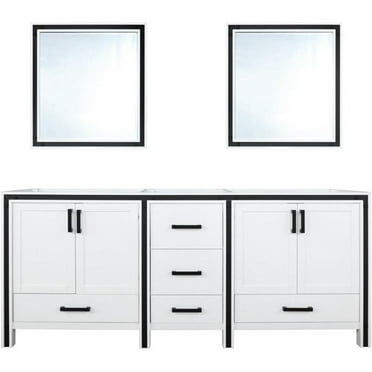 Lexora Home Ziva 72" Double Vanity with Mirrors in White