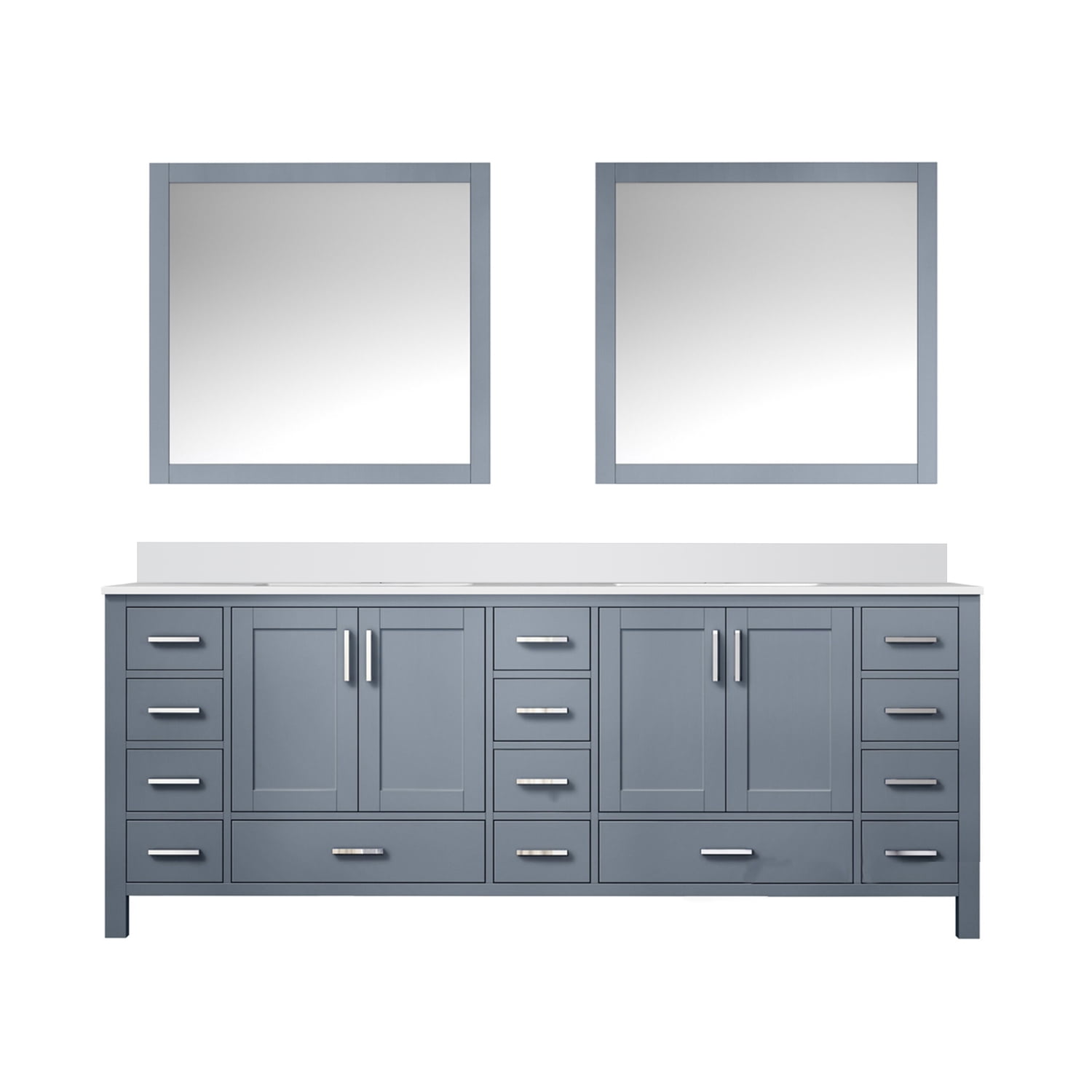 Jacques 84" Dark Grey Double Bath Vanity with White Quartz Top