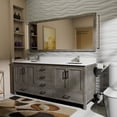 thumbnail image 1 of Distressed Grey Double Bath Vanity 72 in. W x 22 in. D, White Quartz Top, and 28 in. Mirror, 1 of 9