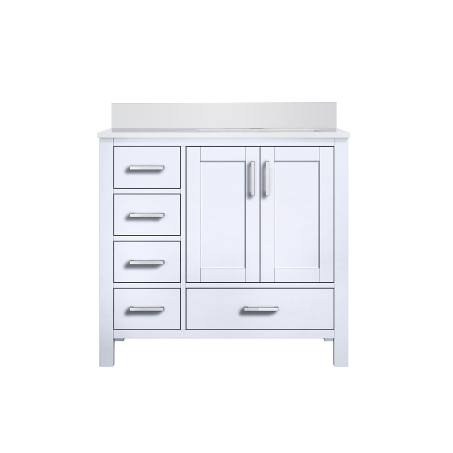Jacques 36-inch White Quartz Top Single Sink Freestanding Vanity