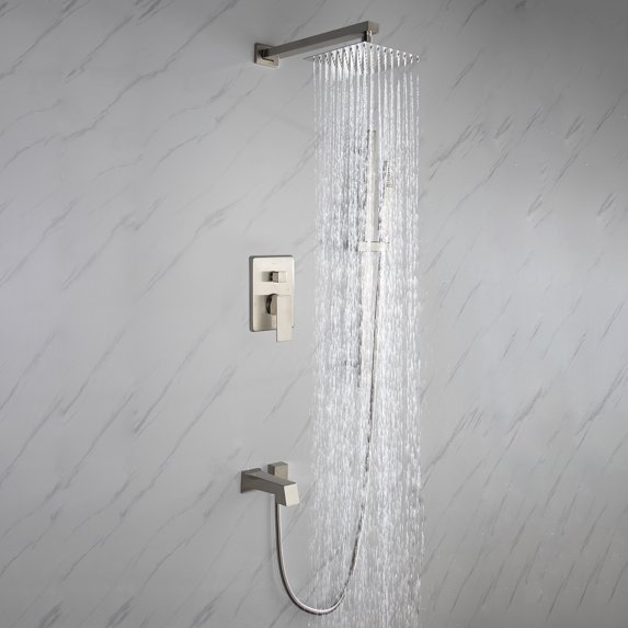 Lexora LSS12011BN 8 in. Cero Square Rain Shower & Handheld Set, Brushed Nickel