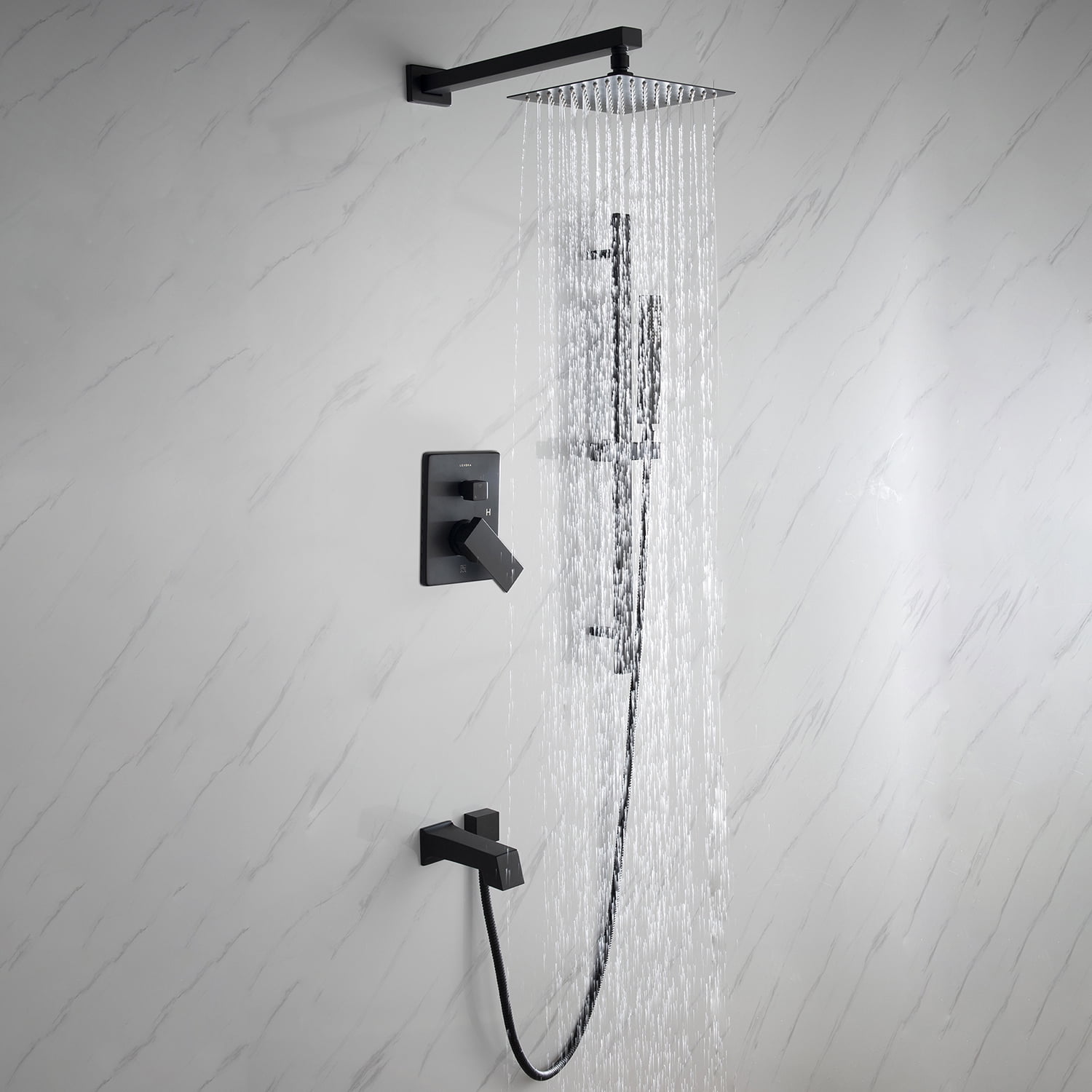 Lexora LSS12011MB 8 in. Cero Square Rain Shower & Handheld Set, Matte ...