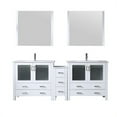 thumbnail image 1 of Lexora LV341884SAESM34 84 in. Volez Single Vanity with Side Cabinet, Integrated Top, White Integrated Square Sink & 34 in. Mirrors - White, 1 of 3
