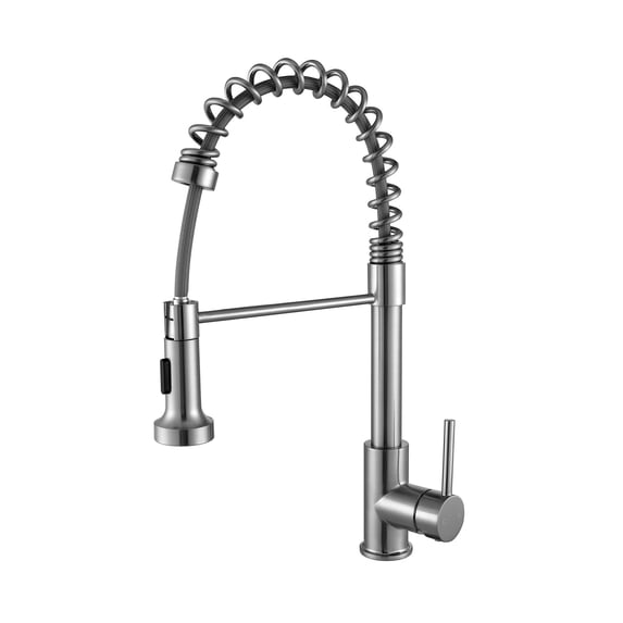 Lexora Home Lanuvio Brass Kitchen Faucet with Pull Out Sprayer in Brushed Nickel