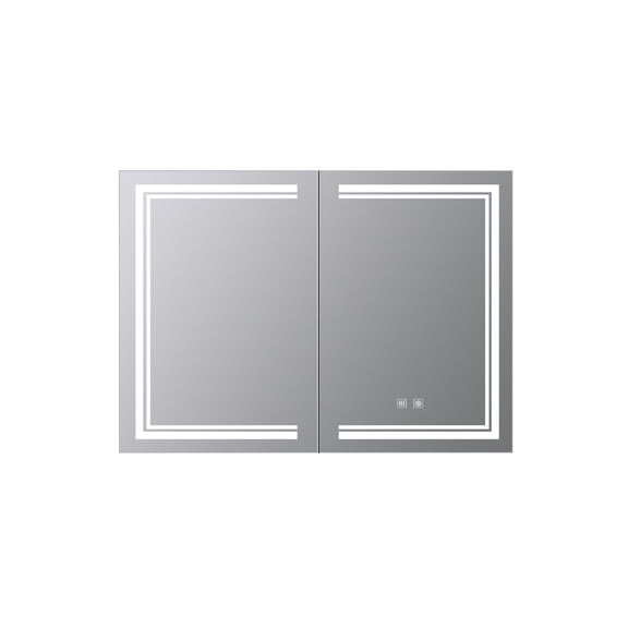 Lexora Mesa 40 in W x 28 in H Surface-Mount LED Mirror Medicine Cabinet with Defogger