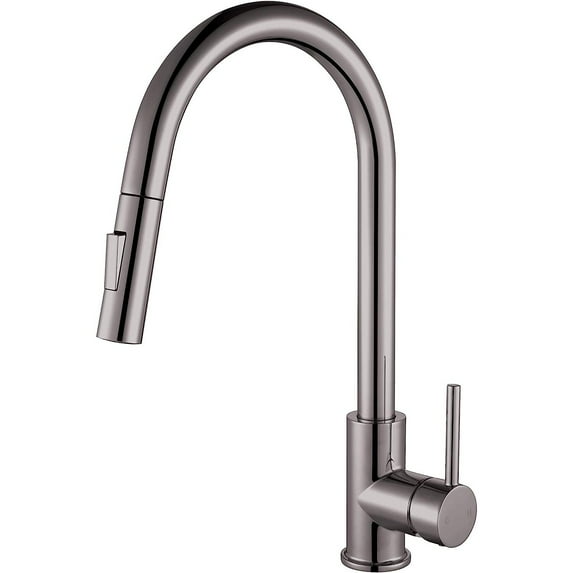 Lexora Olivi Brass Single-Handle Pull-Down Spray Kitchen Faucet in Brushed Nickel