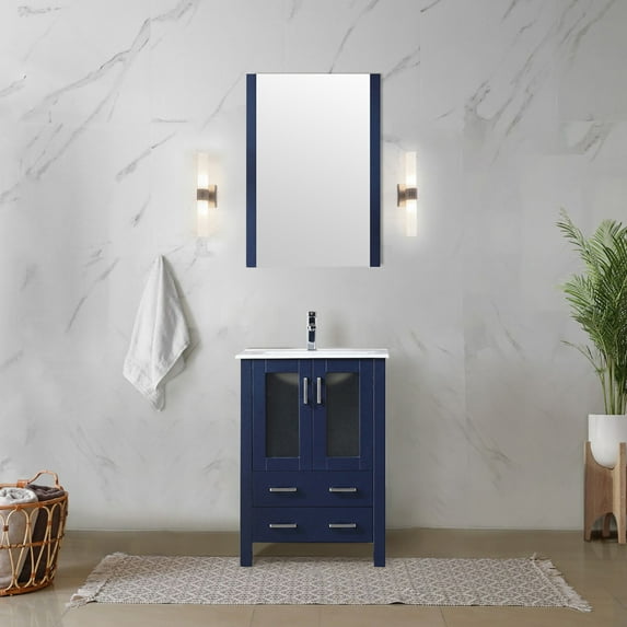 Volez 24 in W x 18.25 in D Navy Blue Bath Vanity