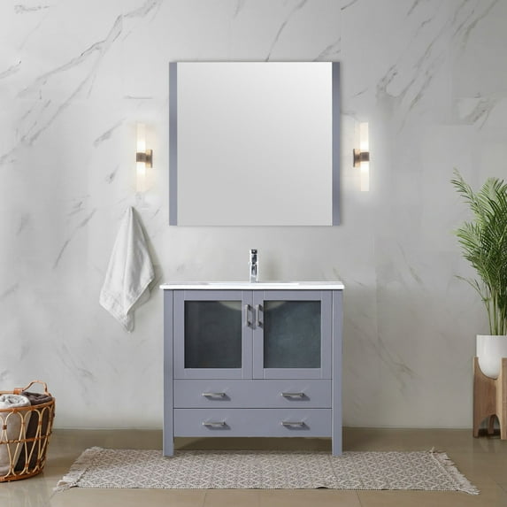 Volez 36 in W x 18.25 in D Dark Grey Bath Vanity