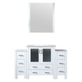 thumbnail image 1 of Lexora Volez 54 in W x 18.25 in D White Bath Vanity with Side Cabinets, White Ceramic Top, and 28 in Mirror, 1 of 4