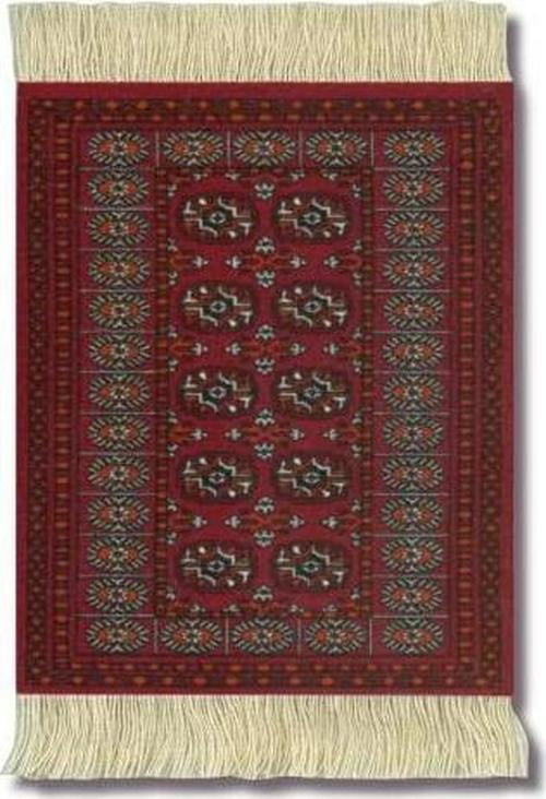 Lextra Book Rug Lextra (Turkoman Bokhara), CoasterRug, Reds And Gold, 5.5 X 3.5 , Set ...