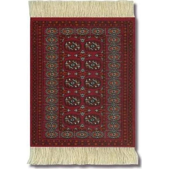 Lextra (Turkoman Bokhara), CoasterRug, Reds And Gold, 5.5  X 3.5 , Set Of Four