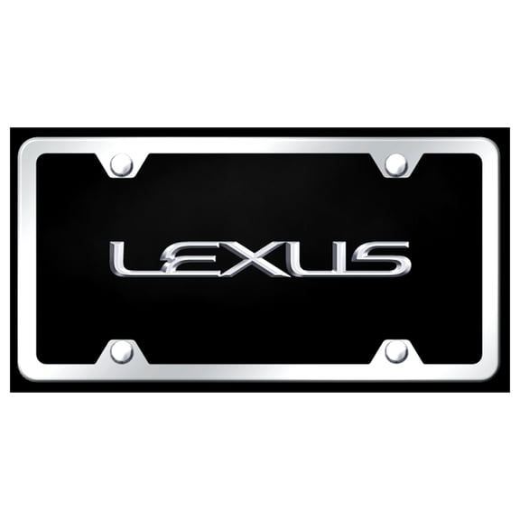Lexus 3D Name Black Acrylic License Plate with Chrome Frame Kit