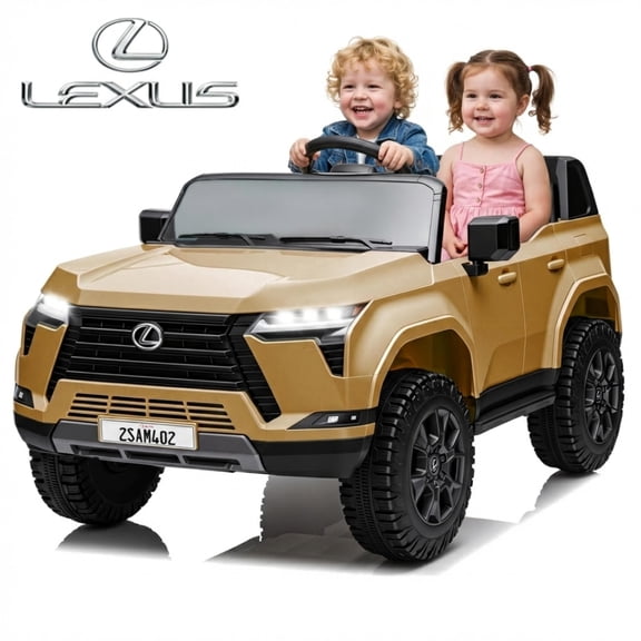 Lexus GX550 24V Kids Ride-On Car, 2-Seater Electric Toy Car with Parent Remote Control, High Speed 3.73MPH, LED Lights & Bluetooth Music for Boys Girls Ages 3-8, Brown