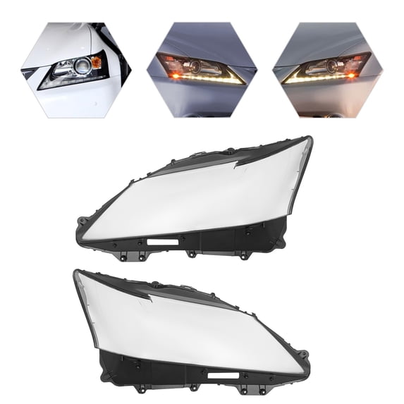 Lexus IS250 Halogen Headlight Lens Covers for 2012-2015 Lexus GS250 GS350 GS450H, Left & Right Side, Black and Clear, Direct Replacement