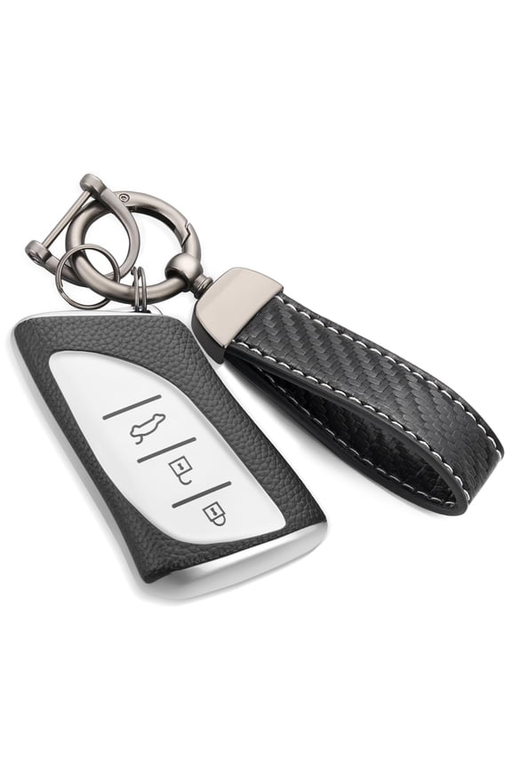 for Lexus Key Fob Cover with Metal Braided Rope Keychain, Upgraded Soft Case for ES LC LS (2018-2022), GX UX (2019-2022), NX/RC (2022) (4 buttons) Fob Shell
