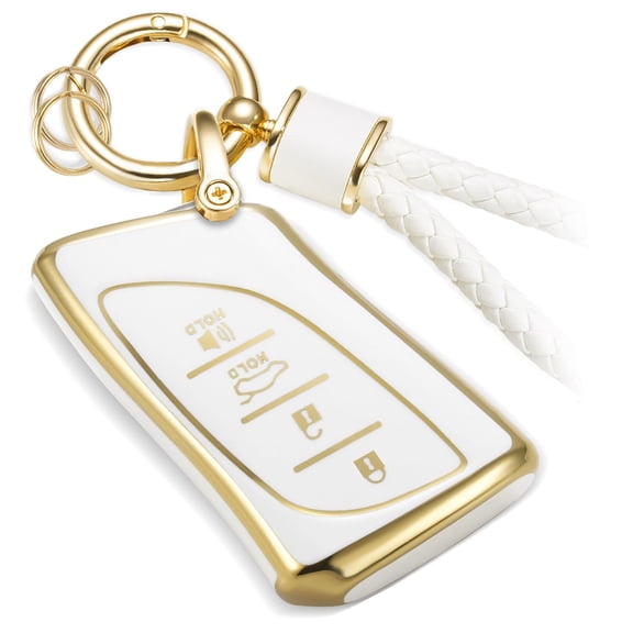 for Lexus Key Fob Cover with Metal Braided Rope Keychain, Upgraded Soft Case for ES LC LS (2018-2022), GX UX (2019-2022), NX/RC (2022) (4 buttons) Fob Shell