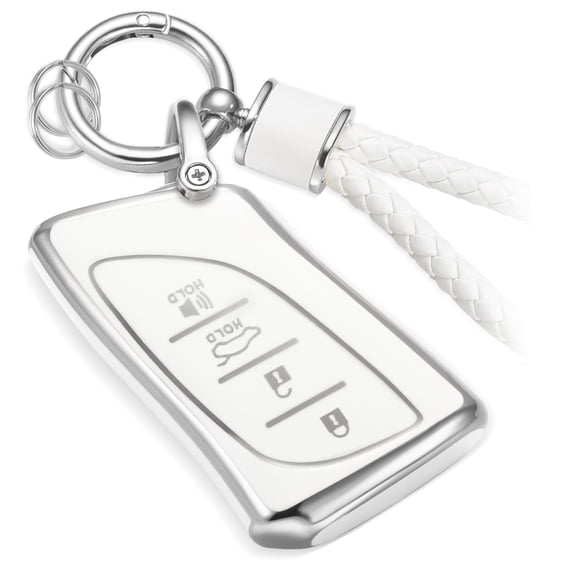 for Lexus Key Fob Cover with Metal Braided Rope Keychain, Upgraded Soft Case for ES LC LS (2018-2022), GX UX (2019-2022), NX/RC (2022) (4 buttons) Fob Shell