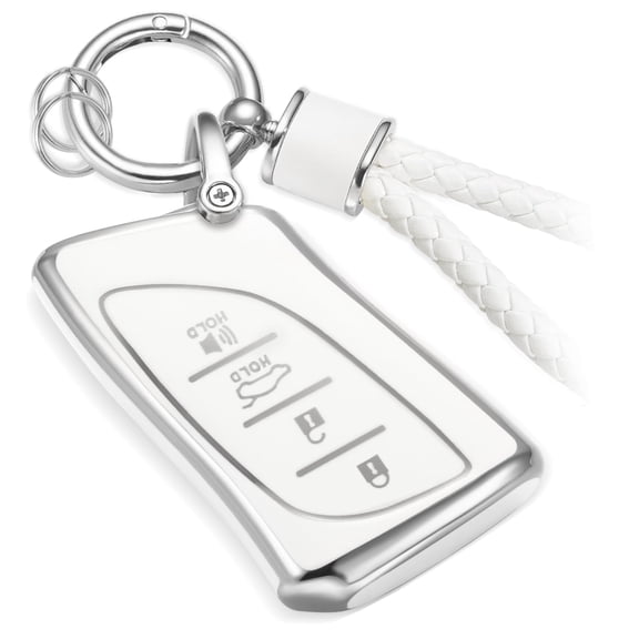 for Lexus Key Fob Cover with Metal Braided Rope Keychain, Upgraded Soft Case for ES LC LS (2018-2022), GX UX (2019-2022), NX/RC (2022) (4 buttons) Fob Shell