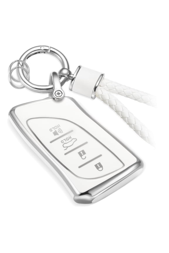 for Lexus Key Fob Cover with Metal Braided Rope Keychain, Upgraded Soft Case for ES LC LS (2018-2022), GX UX (2019-2022), NX/RC (2022) (4 buttons) Fob Shell