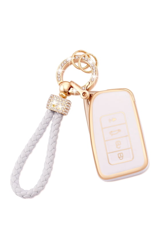 for Lexus Key Fob Cover Soft TPU Full Protection Smart Car Key Protector with Black Leather Keychain Lanyard Fit for Lexus RX is ES GS LS NX RS GX LX LC 2 3 4 Buttons Smart Key Fob Case