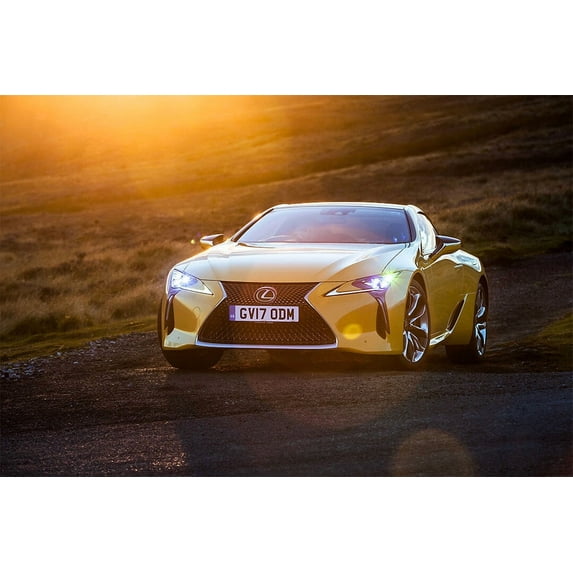 Lexus LC 500h Japanese Sport Car Front View Wall Indoor - 24x36 Inch Laminated Poster - Stunning Detail and Bold Colors