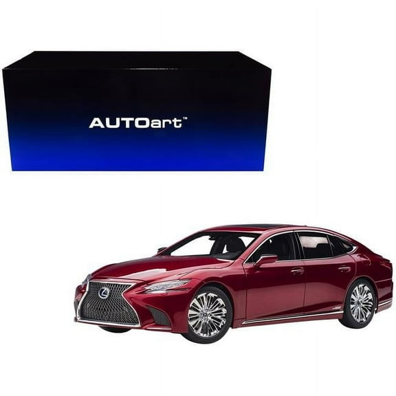 Lexus LS500h Morello Red Metallic with Chrome Wheels 1/18 Model Car by Autoart