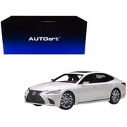 Lexus LS500h Sonic White Metallic with Crimson and Black Interior 1 18 Model Car by Autoart