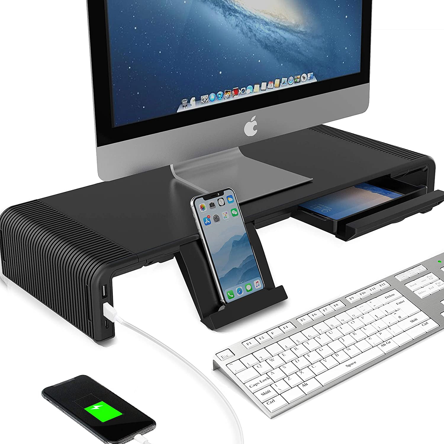 Lexvss Computer Monitor Stand with USB 3.0 and Type C Charging Ports ...