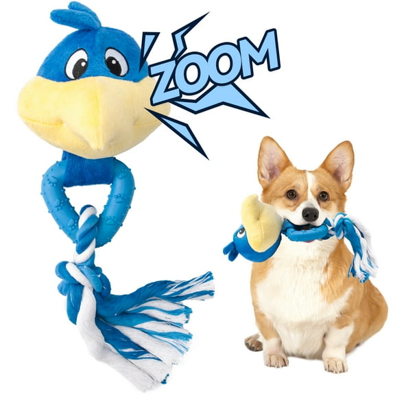 Lexvss Dog Squeaky Plush Toys, Stuffed Animal Toy for Medium Breed Puppy Teething Cleaning Chew TPR Natural Rubber Toys