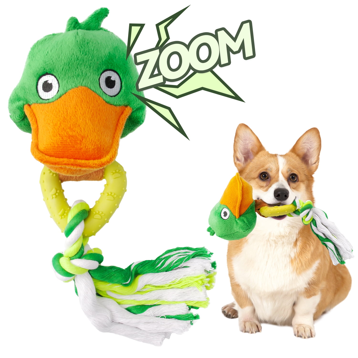 Lexvss Dog Squeaky plush Toys, Stuffed Animal Toy for Medium Breed Puppy Teething Cleaning Chew TPR Natural Rubber Toys