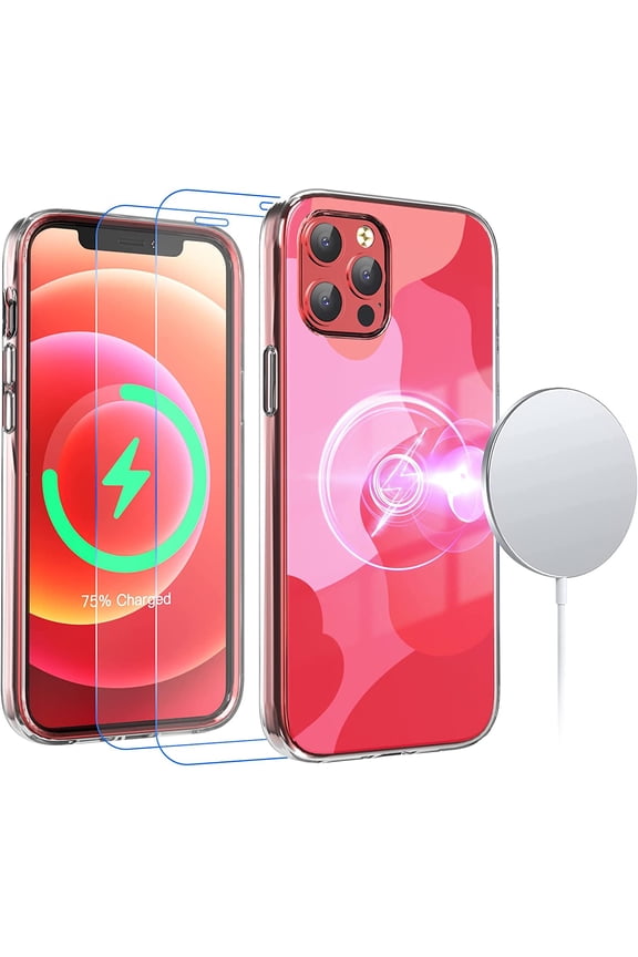 Magnetic Case for iPhone 12 Pro with 2 Screen Protectors, 6.1 Inch Cover Compatible for iphone 12 MagSafe Charging
