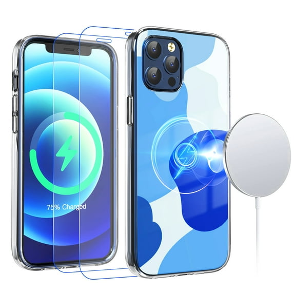 Lexvss Magnetic Case for iPhone 12 Pro with 2 Screen Protectors, 6.1 Inch Cover Compatible with iPhone 12 MagSafe Charging