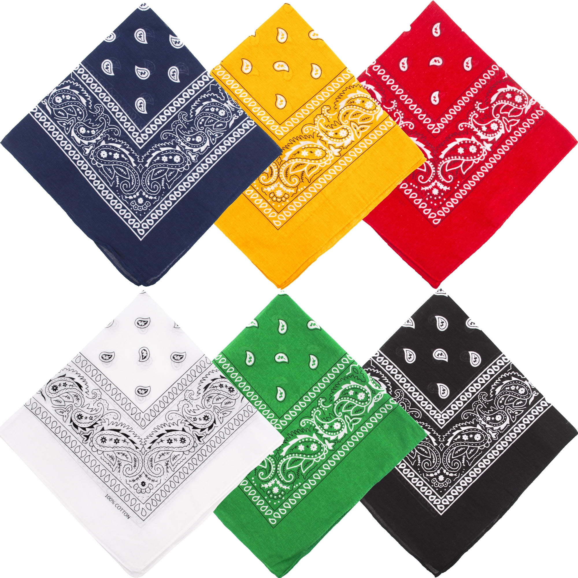 Lexvss 6-Pack Cotton Paisley Bandana for Hair, Head Wrap, Scarf 