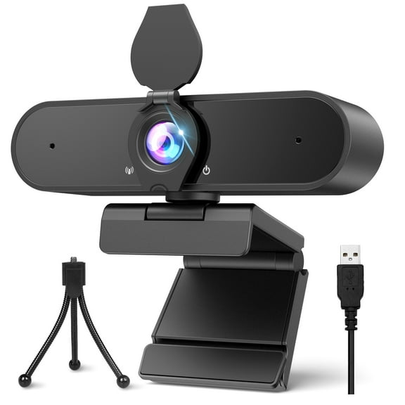 Lexvss 2K 1440P HD Webcam with Microphone, Tripod & Privacy Cover