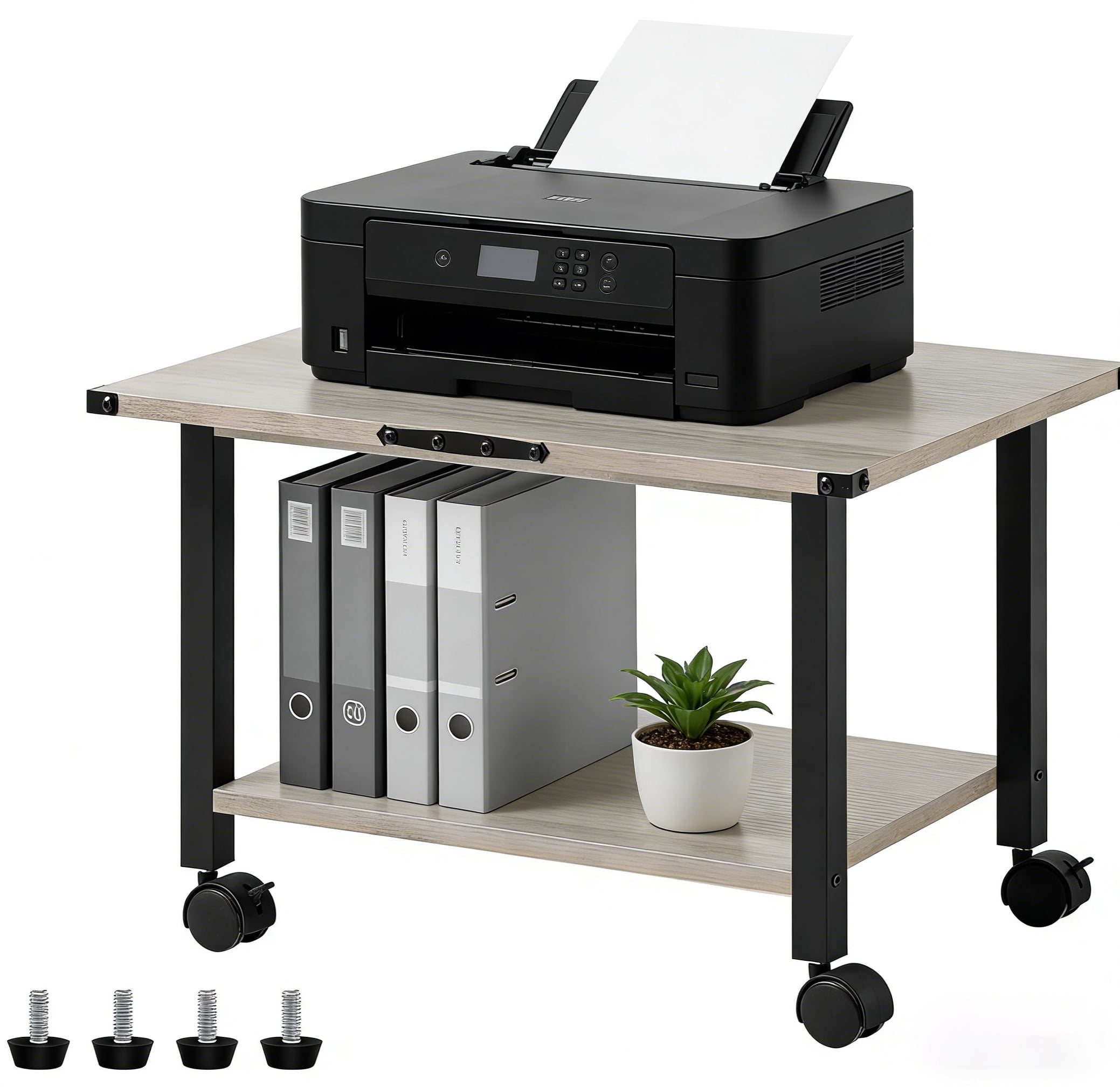 Leyaoyao 2 Tier Printer Stand, Rolling Printer Table with Locking ...