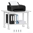thumbnail image 1 of Leyaoyao 2 Tier Printer Stand, Rolling Printer Table with Locking Wheels, Printer Cart for Under Desk, Home, Office, White, 1 of 7