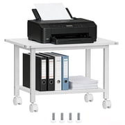 Leyaoyao 2 Tier Printer Stand, Rolling Printer Table with Locking Wheels, Printer Cart for Under Desk, Home, Office, White