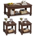thumbnail image 1 of Leyaoyao 3-Piece Coffee Table Set with Open Shelf, Rustic Farmhouse End Table Set, Wood Furniture Set for Living Room, Walnut, 1 of 7