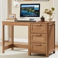 thumbnail image 1 of Leyaoyao 48" Computer Writing PC Desk Home Office with Storage Drawers, Modern Laptop Desk Workstation for Bedroom, Dark Wood, 1 of 10