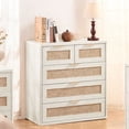 thumbnail image 1 of Leyaoyao 5 Drawer Dressers for Bedroom, Boho Adult Wood Chest of Drawers Storage Cabinet for Living Room, Hallway, Tea Brown, 1 of 8