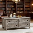 thumbnail image 1 of Leyaoyao Adult Coffee Table with 4 Drawers, 48" Rectangle Rustic Center Table with Hidden Storage for Living Room Bedroom, Grey, 1 of 10