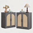 thumbnail image 1 of Leyaoyao Buffet Cabinet Sideboard with Arch Fluted Doors Set of 2, Mid Century Storage Cabinet Coffee Bar for Dining Room Living Room Kitchen Entryway, Dark Grey, 1 of 10